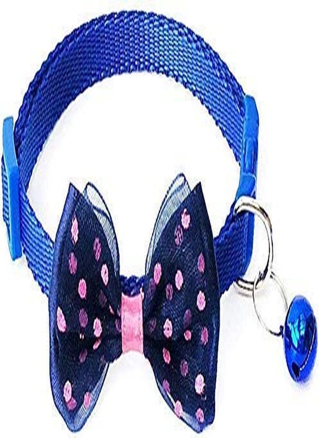 Pups&Pets طوق رقبة صغير للكلاب والقطط من Pups&Pets، مقاس 10 مم، مزين بفيونكة لطيفة وجرس قابل للتعديل، بالإضافة إلى طوق أمان صغير الحجم من النايلون بألوان قوس قزح مع أجراس - عبوة من قطعتين (لون أزرق) - Image 4